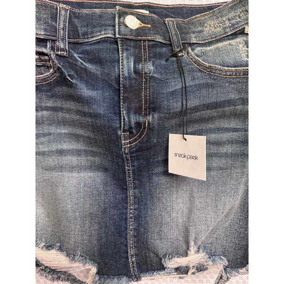 Sneak Peek Distressed Denim Mini Skirt Small - Picture 7 of 9